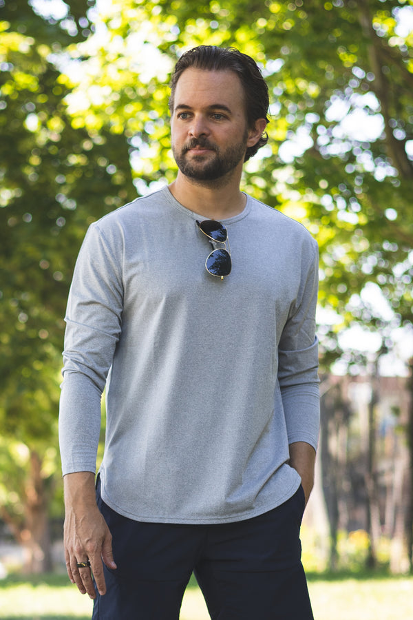 Long Sleeve Running T-Shirt Light Gray