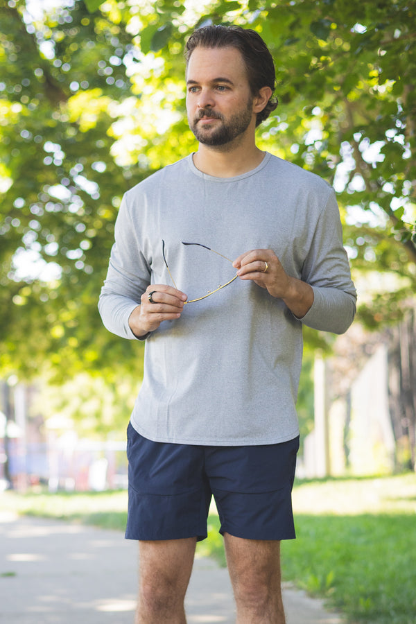 Long Sleeve Running T-Shirt Light Gray