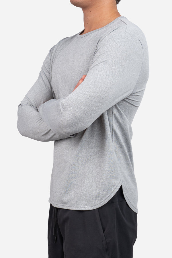 Long Sleeve Running T-Shirt Light Gray