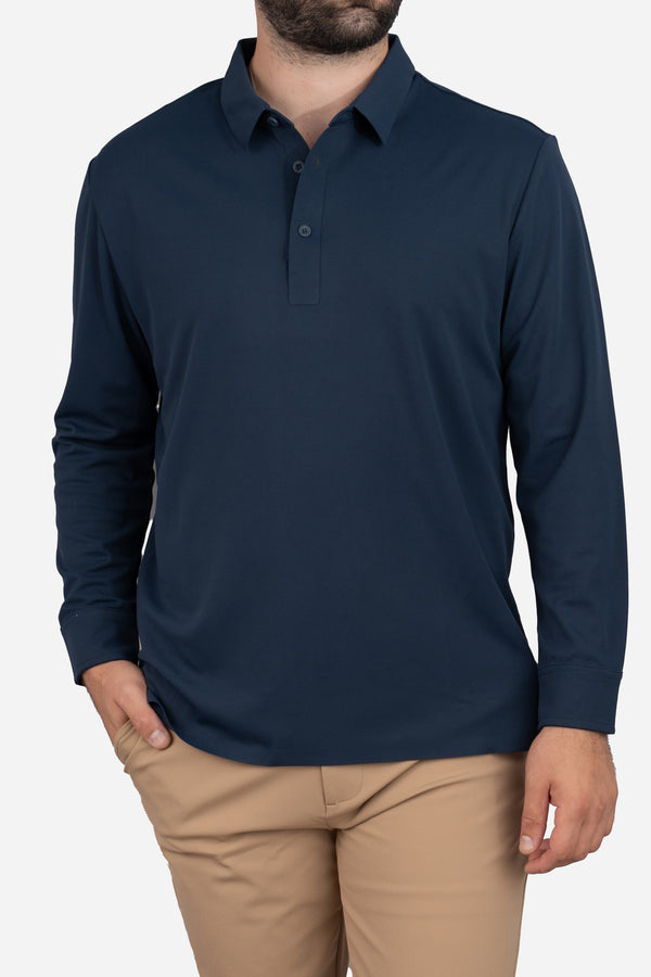 Long Sleeve Tech Polo Navy