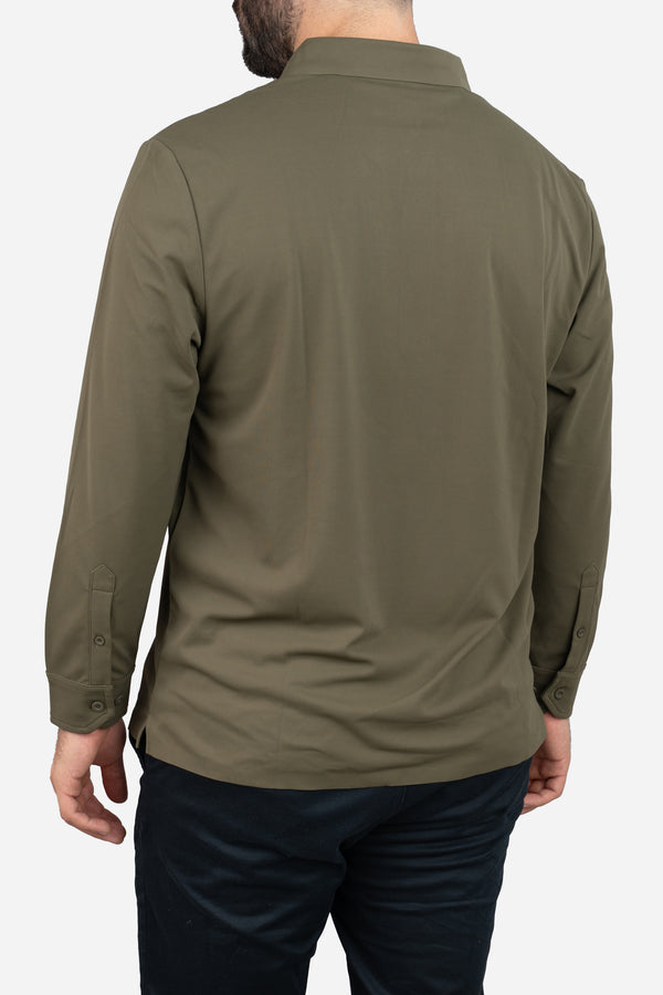 Long Sleeve Tech Polo Olive