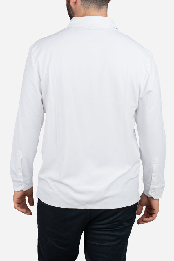 Long Sleeve Tech Polo White