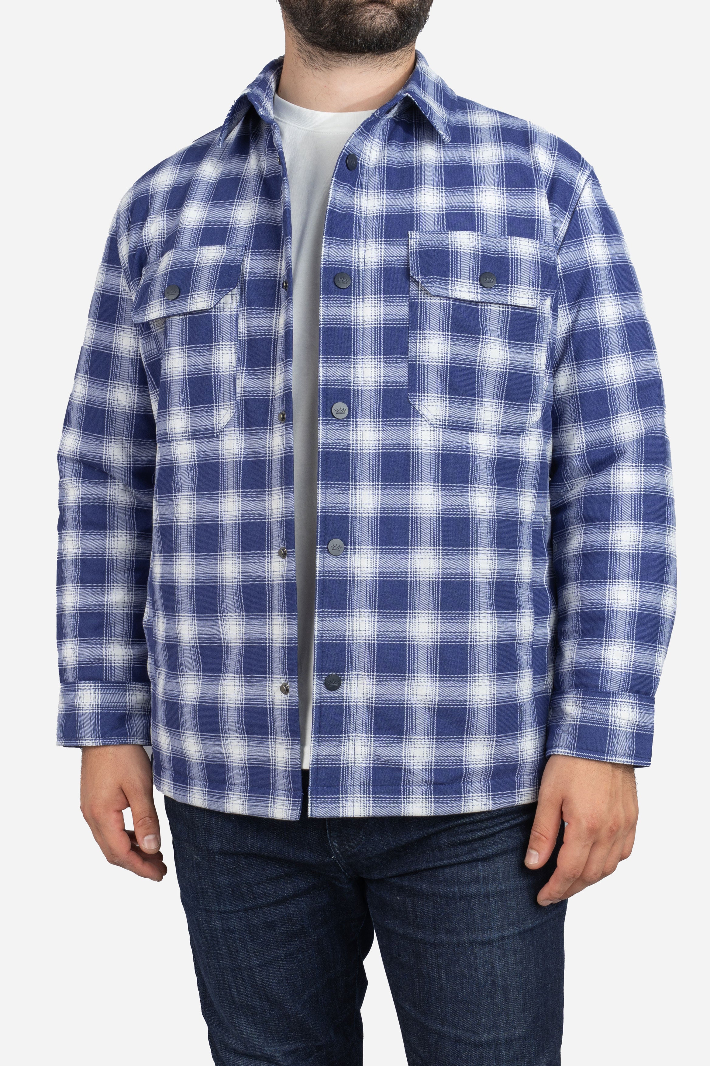Padded Shacket Blue Plaid