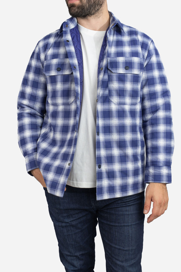 Padded Shacket Blue Plaid