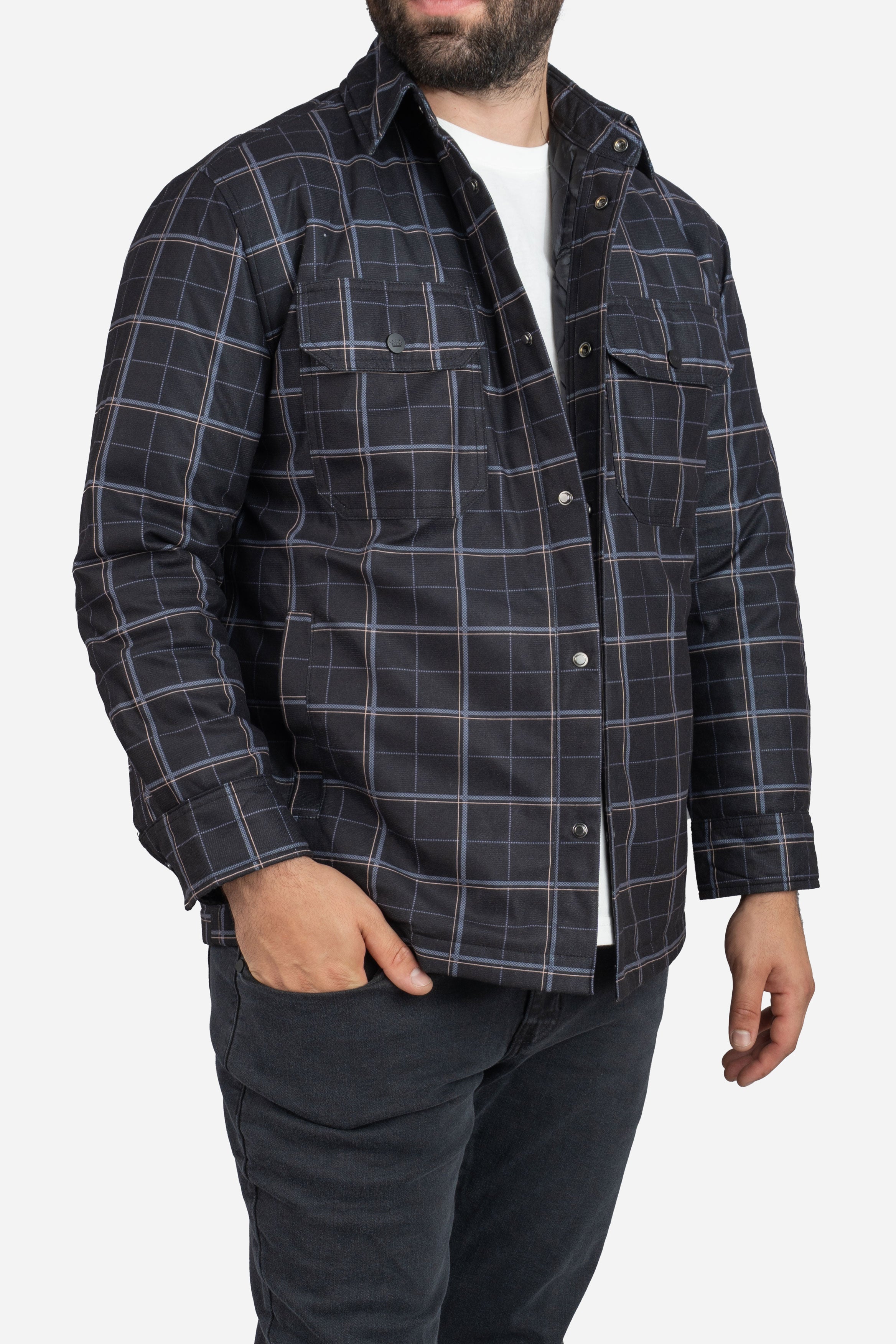 Padded Shacket Charcoal Plaid