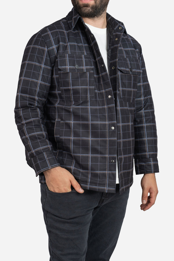 Padded Shacket Charcoal Plaid