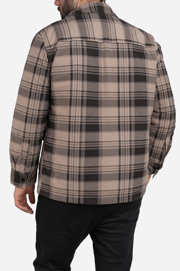 Padded Shacket Taupe Plaid