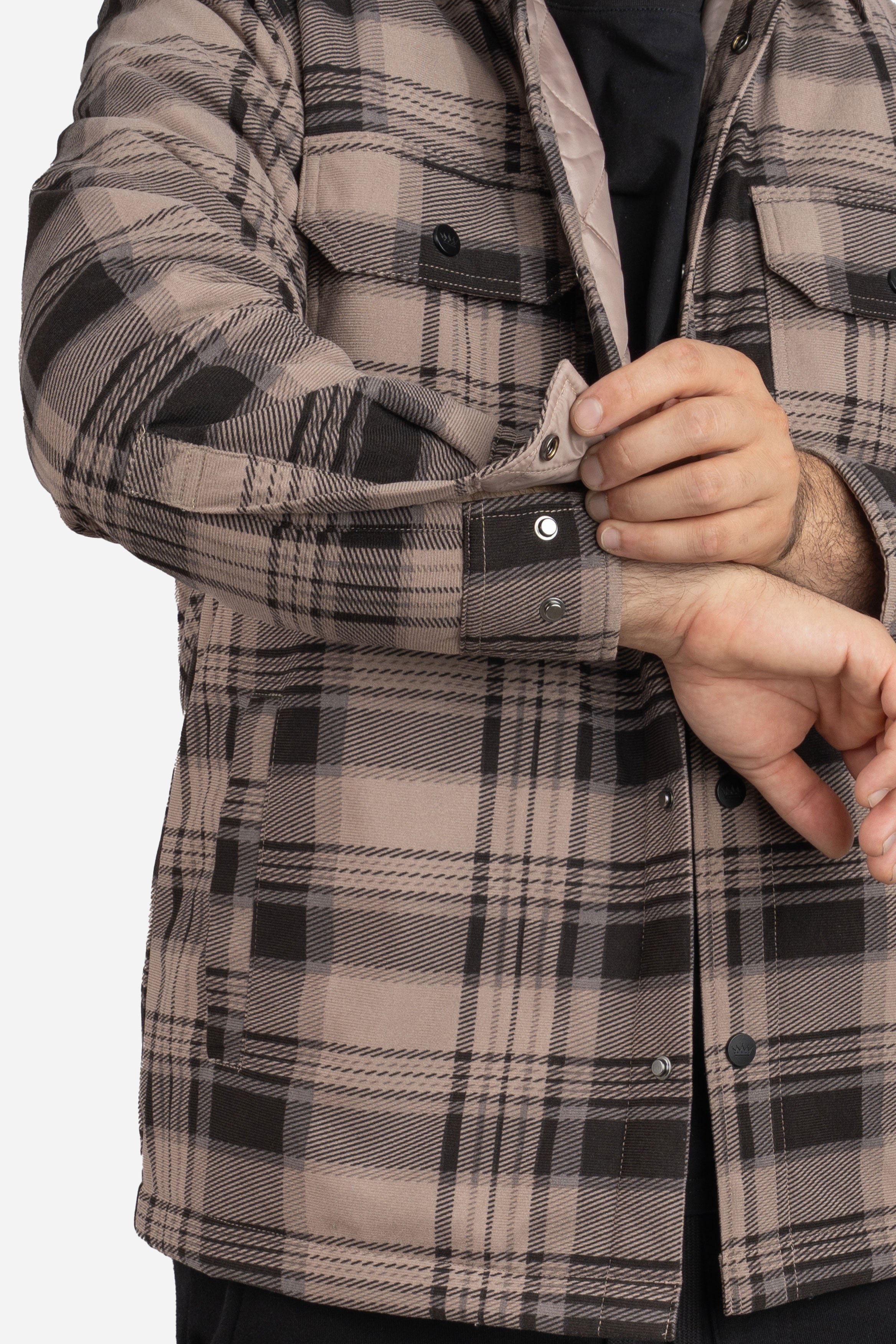 Padded Shacket Taupe Plaid