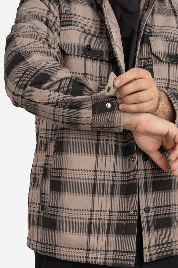 Padded Shacket Taupe Plaid