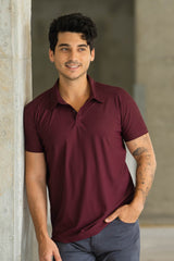 Performance Pique Short Sleeve Polo Burgundy