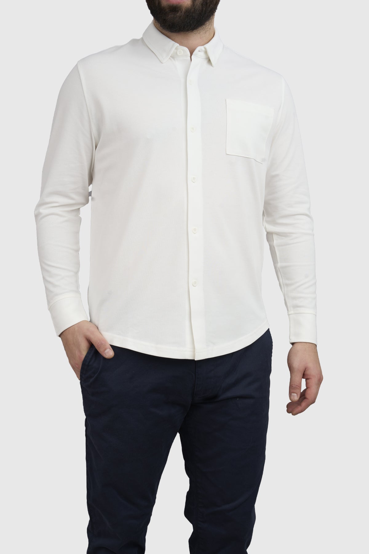 Performance Pique Button Down Shirt White