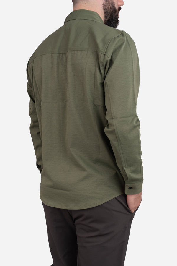 Roam Stonewash Button Down Shirt Army Green