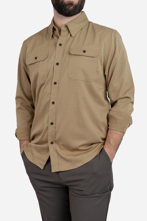 Roam Stonewash Button Down Shirt Desert