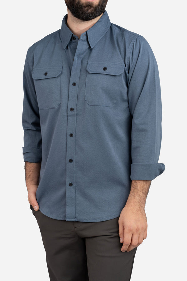 Roam Stonewash Button Down Shirt Slate