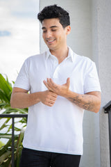 Stretch Mesh Polo White