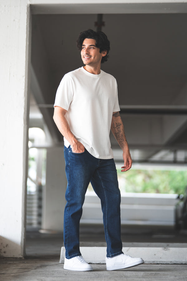 Straight Fit Stretch Jeans Medium Wash