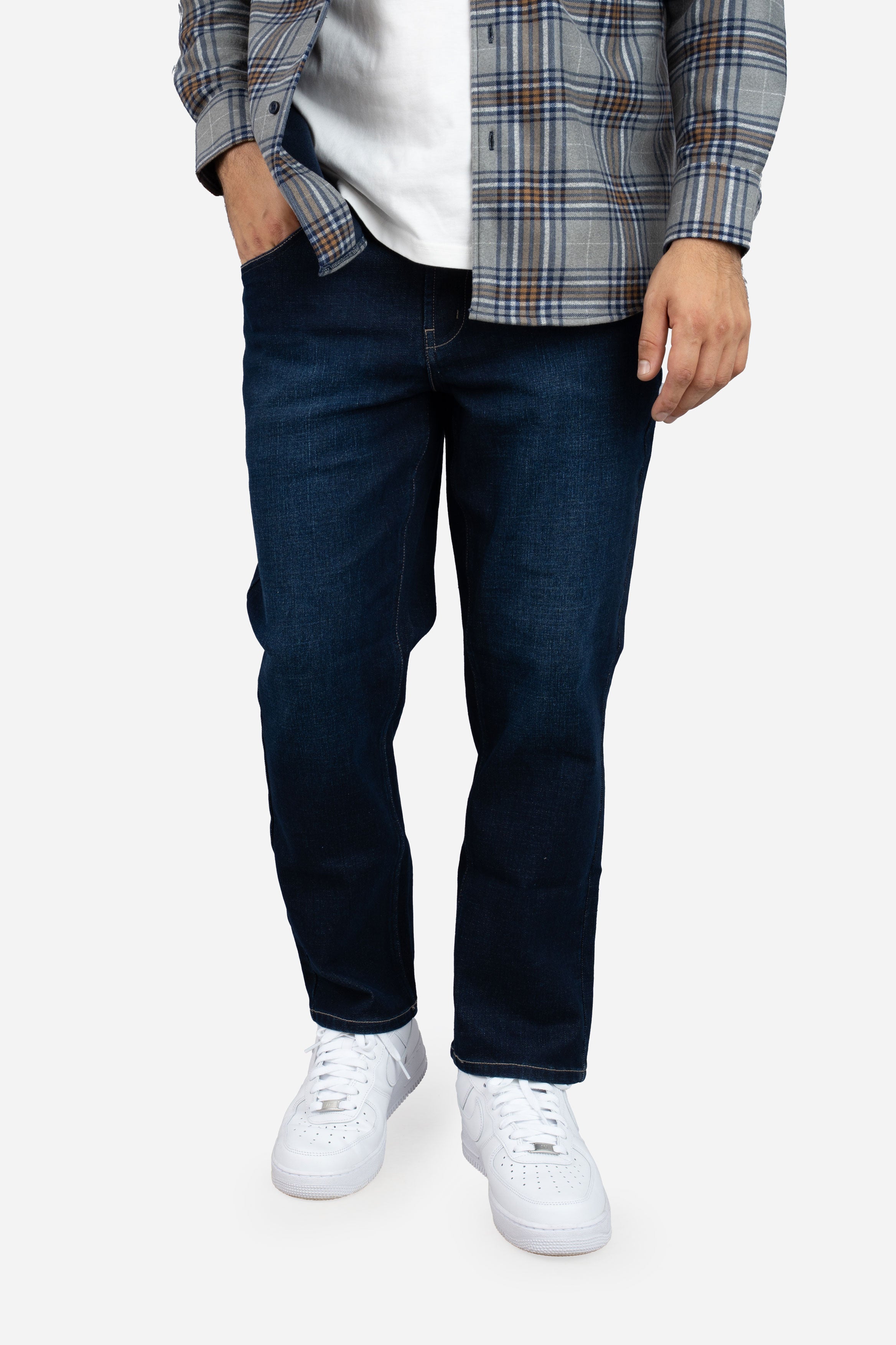 Straight Fit Stretch Jeans Dark Wash