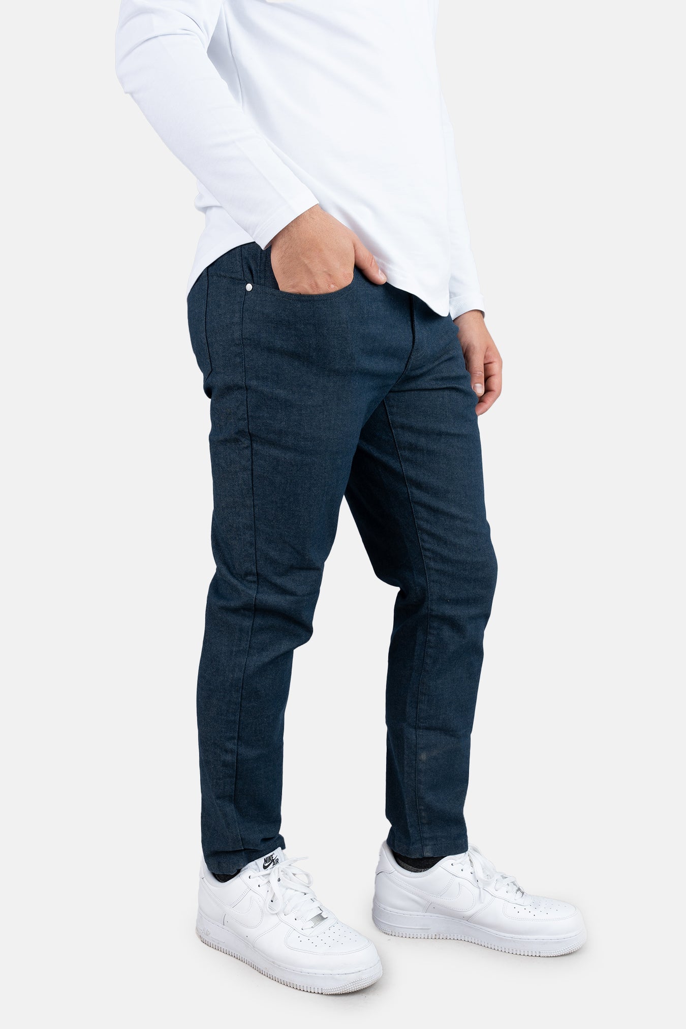 Garment Dyed Stretch Jeans Navy