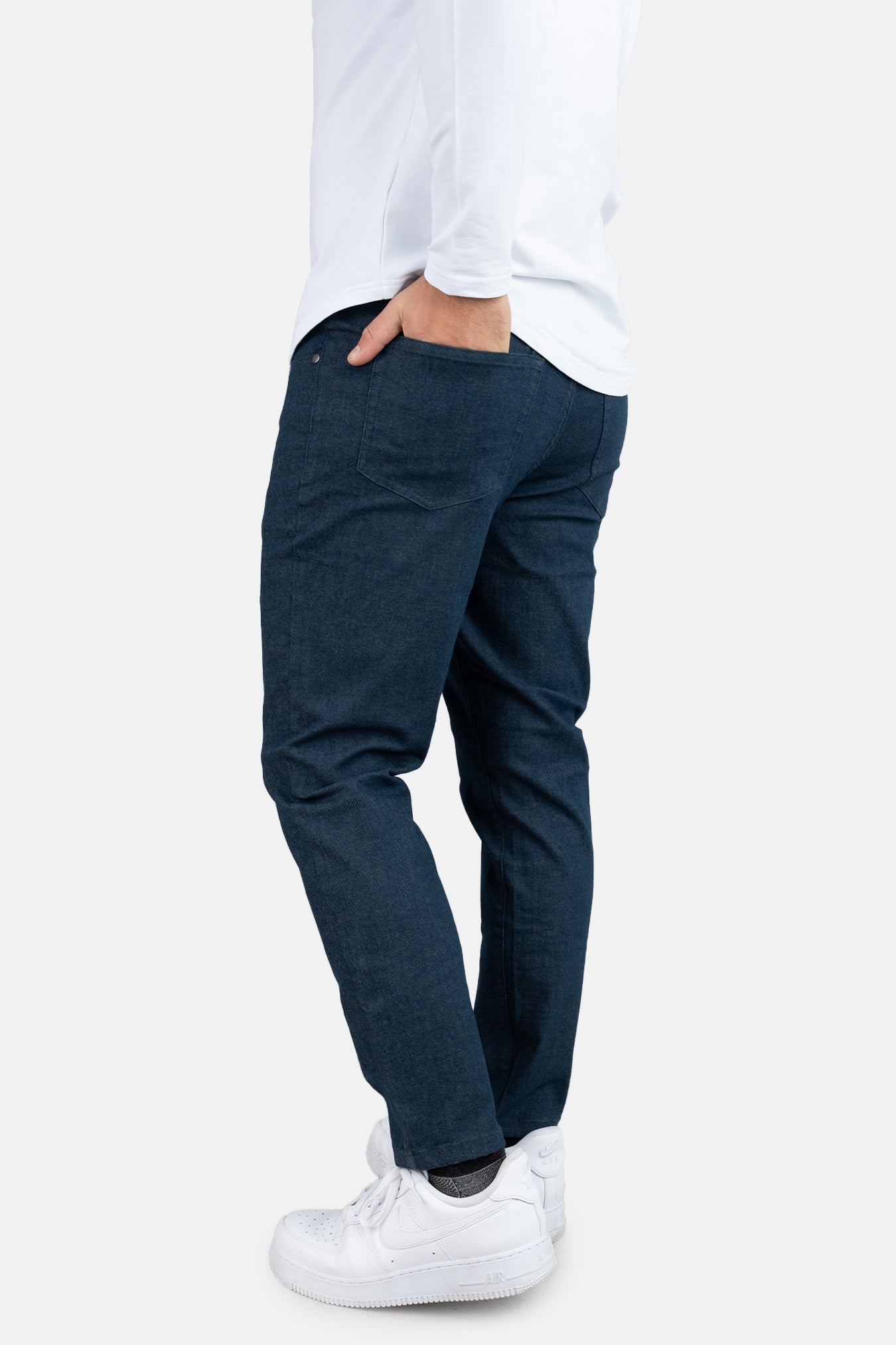 Garment Dyed Stretch Jeans Navy