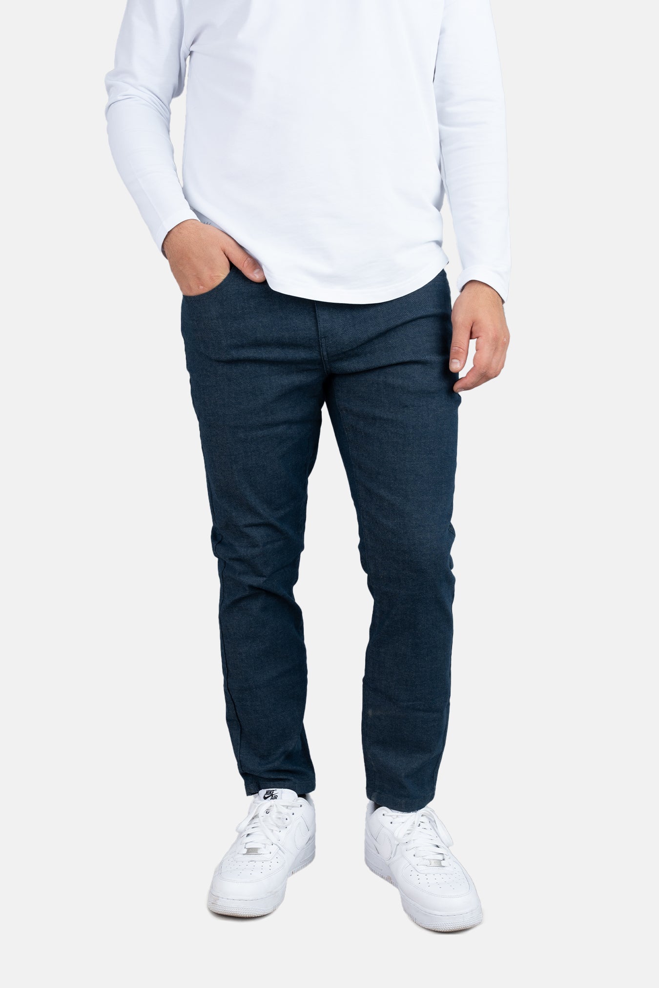 Garment Dyed Stretch Jeans Navy