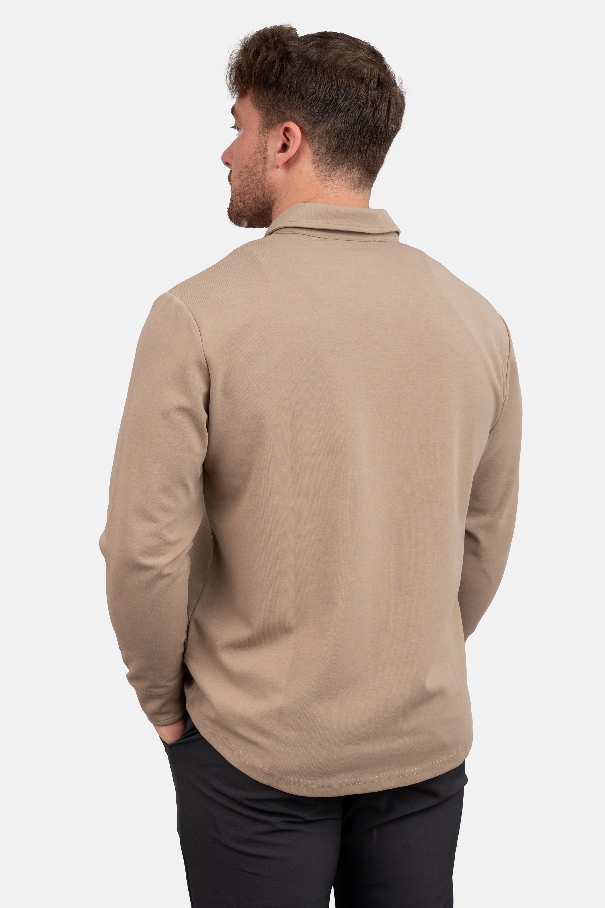 Flex Button Down Shirt Taupe