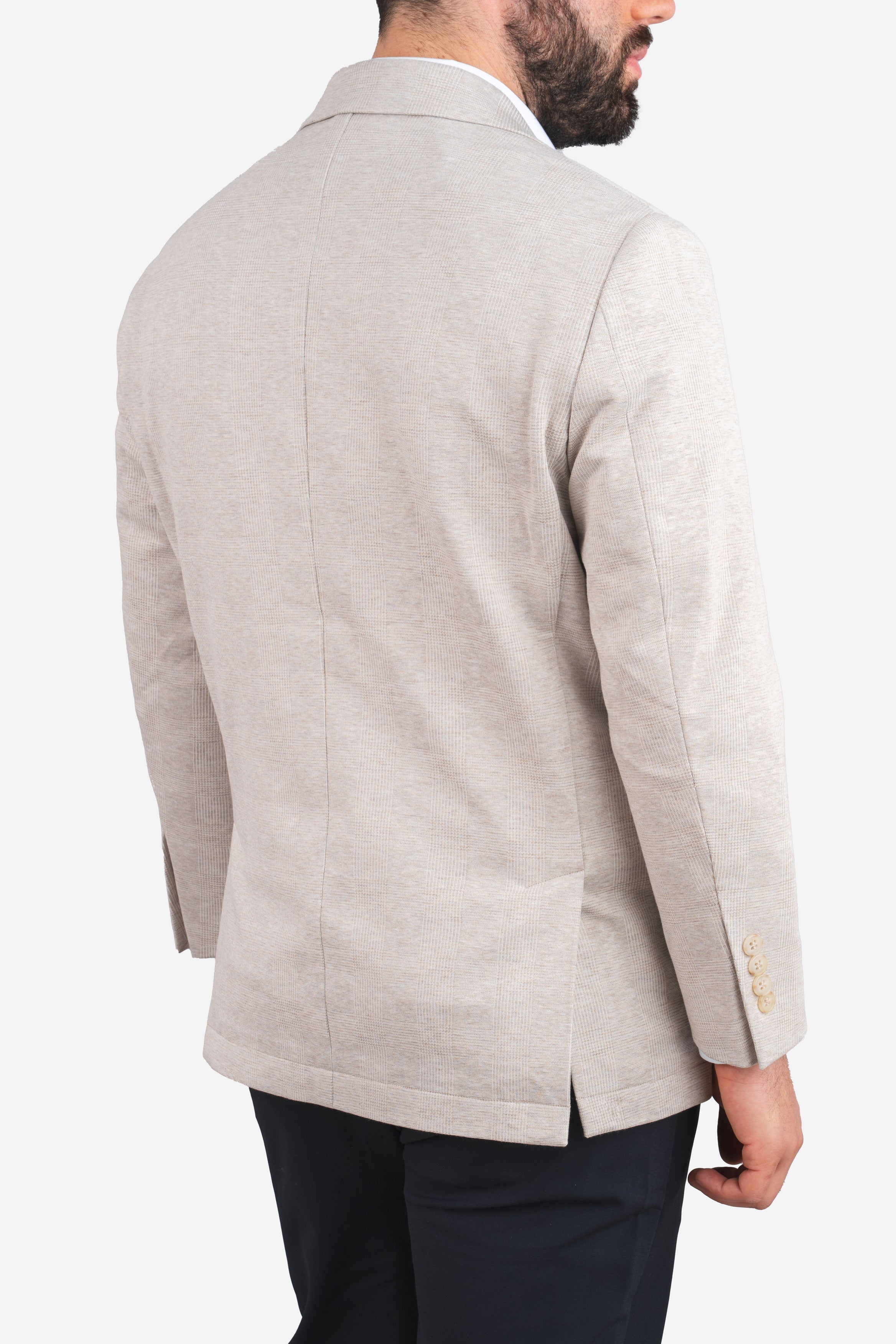 Stretch Blazer Beige Plaid