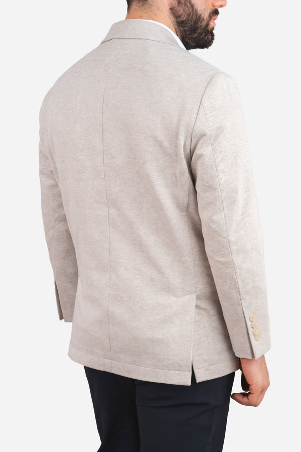 Stretch Blazer Beige Plaid