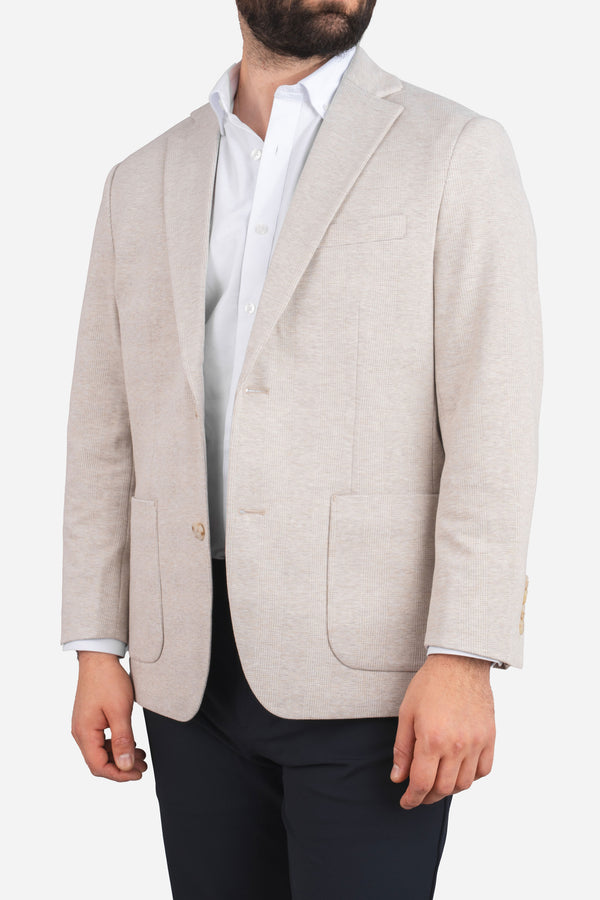 Stretch Blazer Beige Plaid