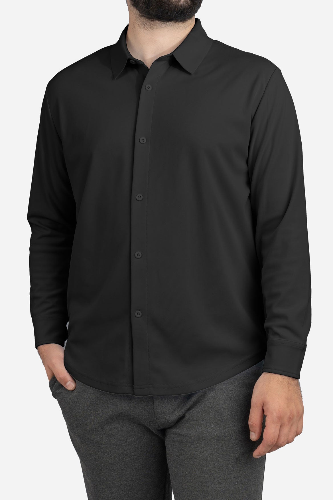 Tech Button Down Shirt Black