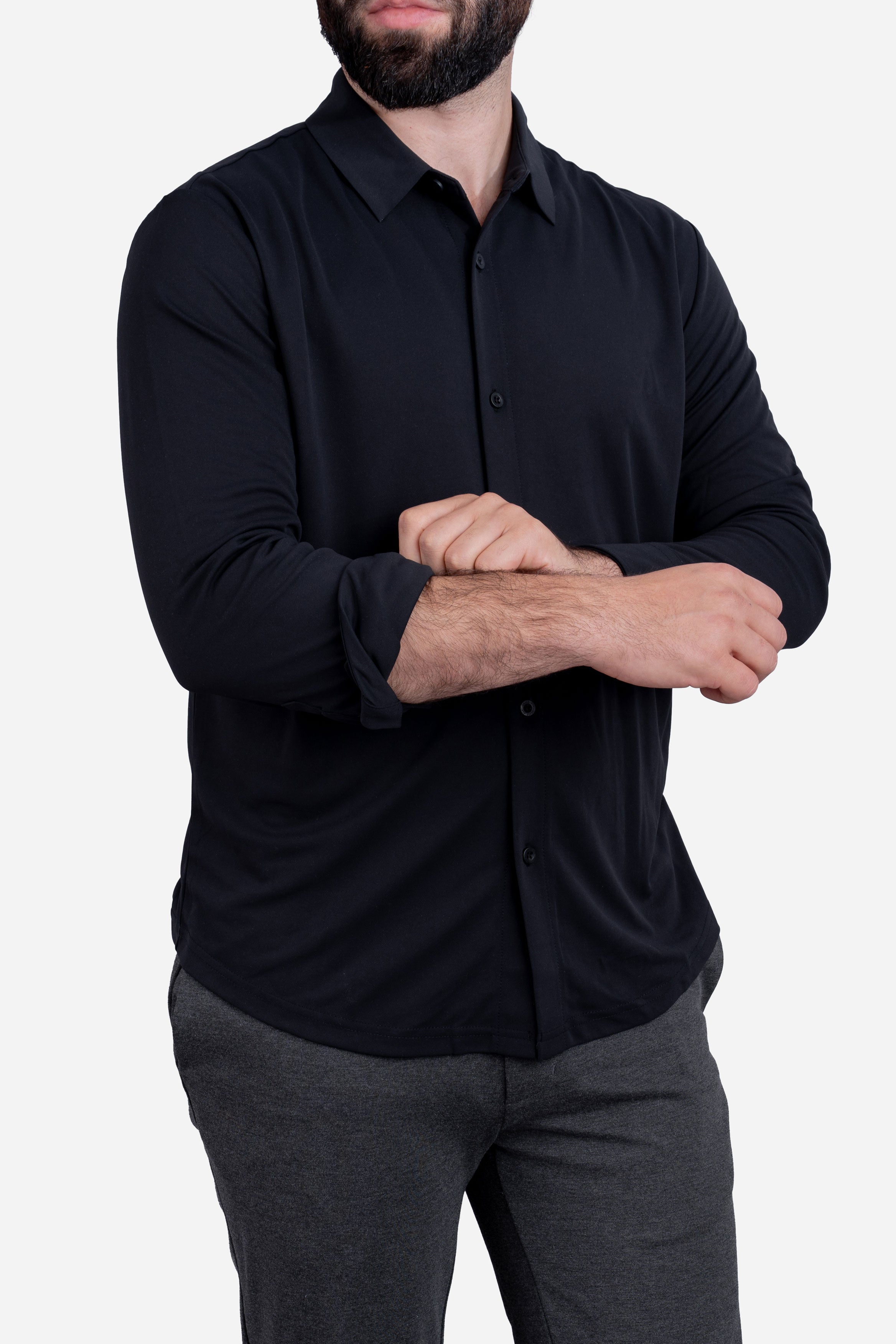 Tech Button Down Shirt Black