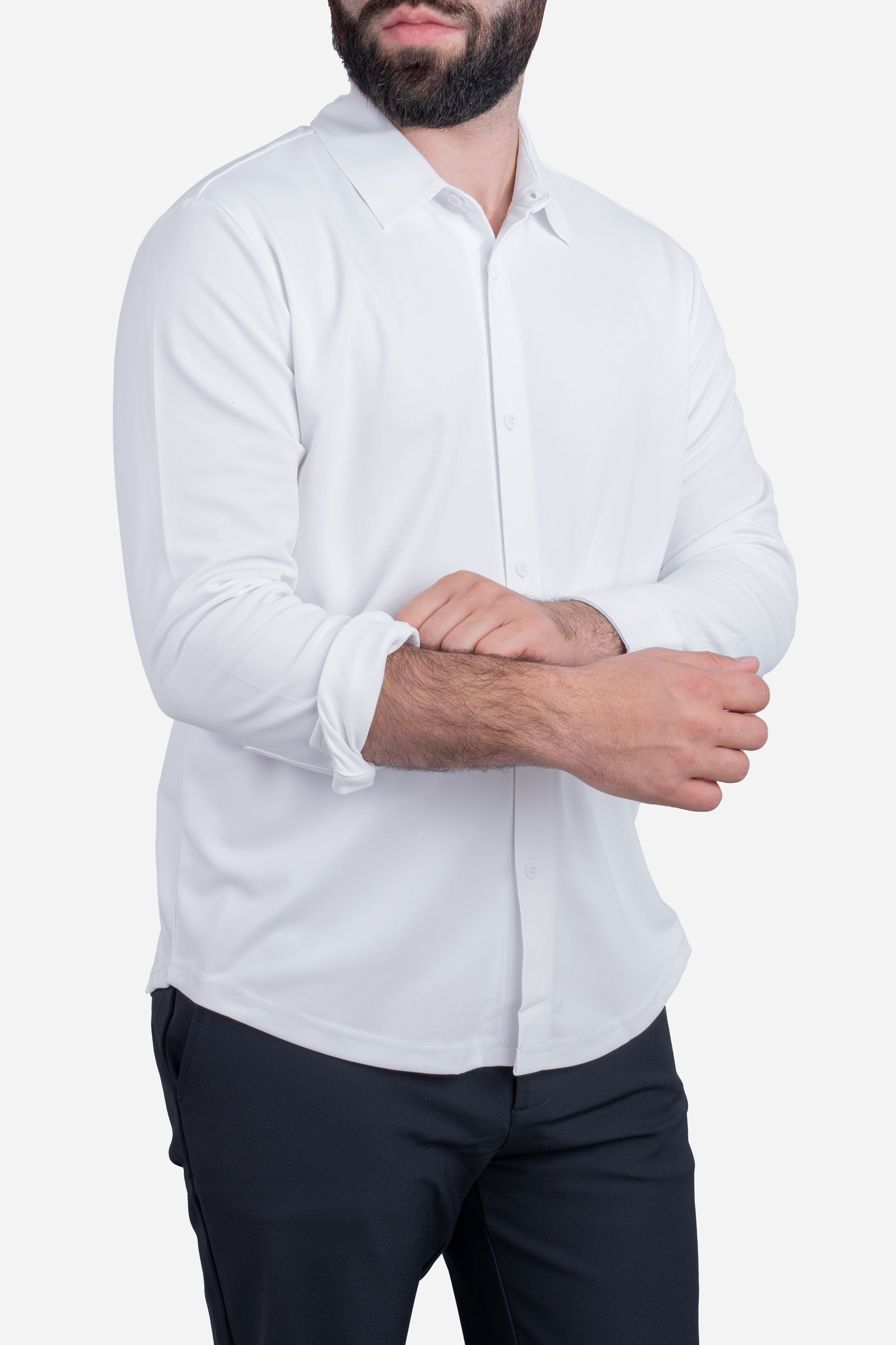 Tech Button Down Shirt White