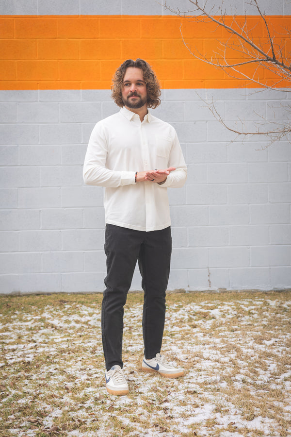 Performance Pique Button Down Shirt White