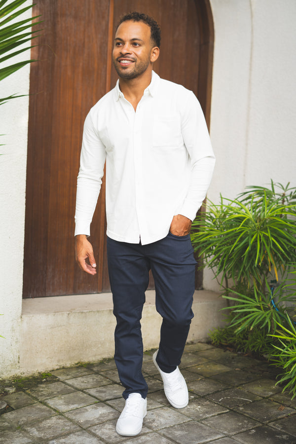 Garment Dyed Stretch Jeans Deep Sea