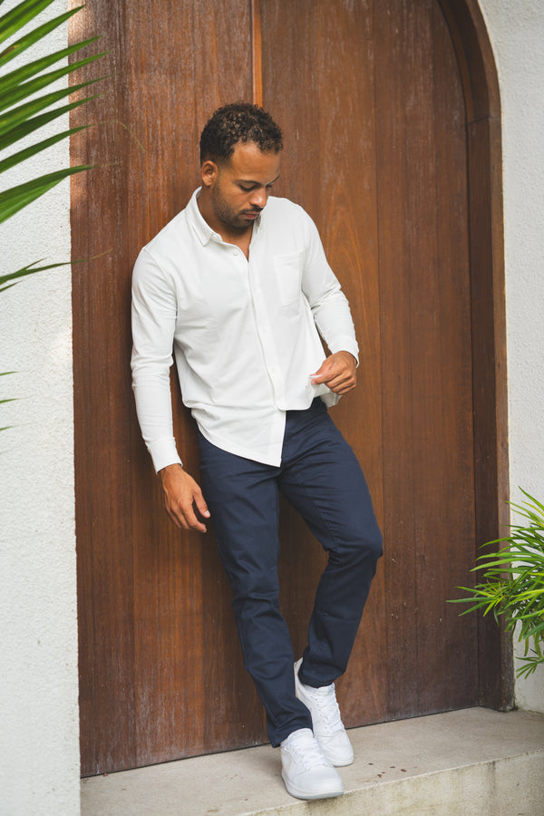 Garment Dyed Stretch Jeans Deep Sea