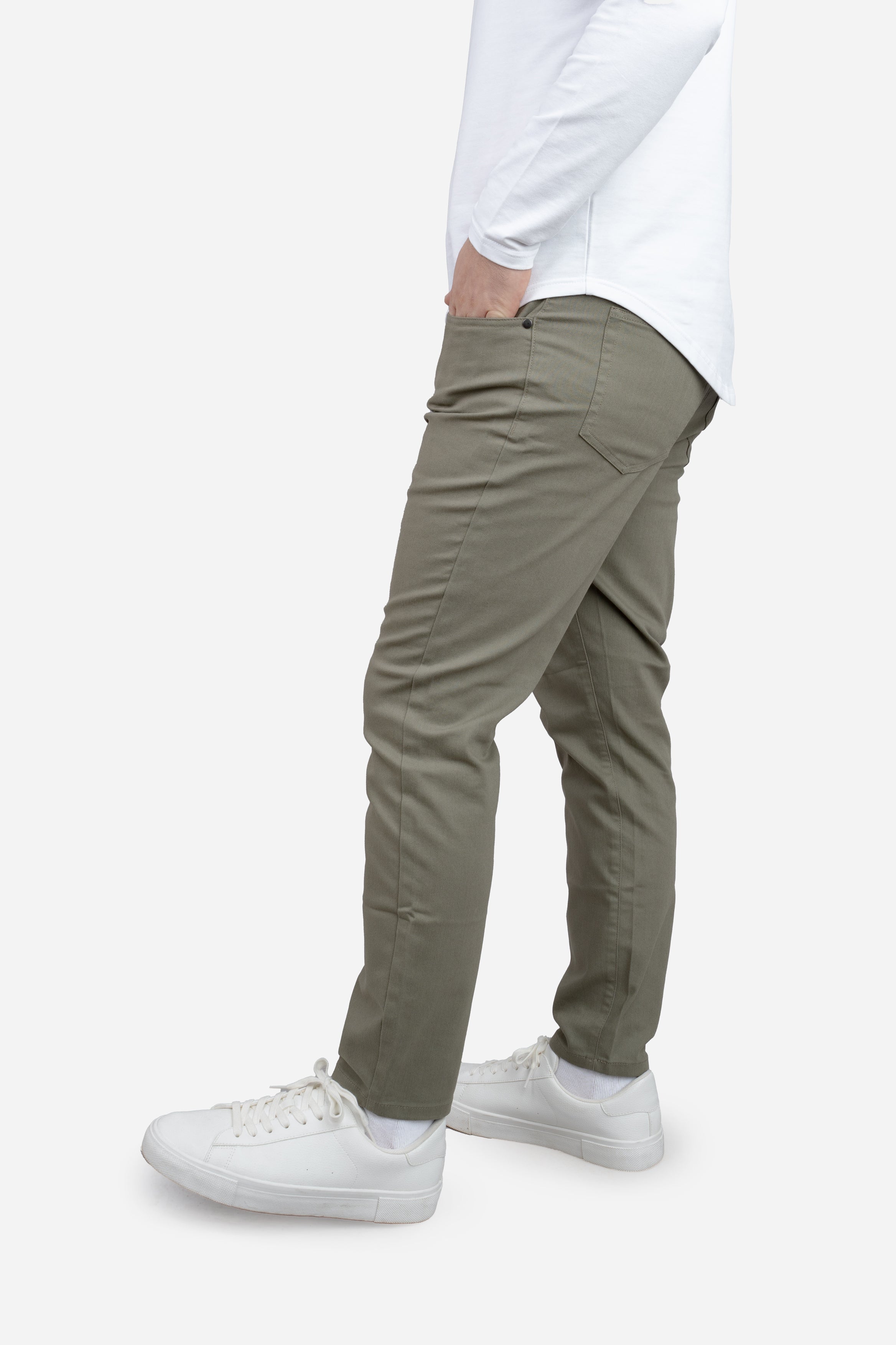 Garment Dyed Stretch Jeans Kelp