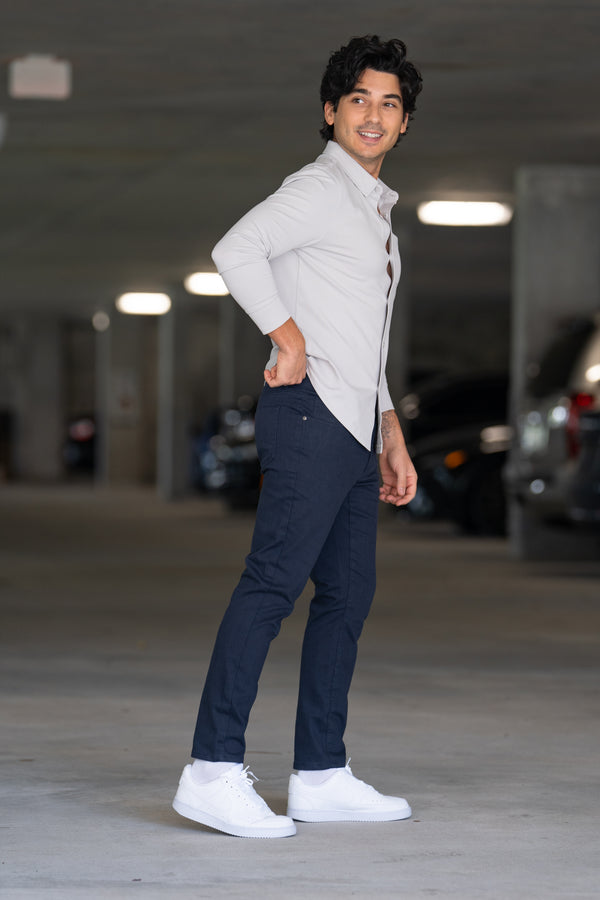 Garment Dyed Stretch Jeans Deep Sea