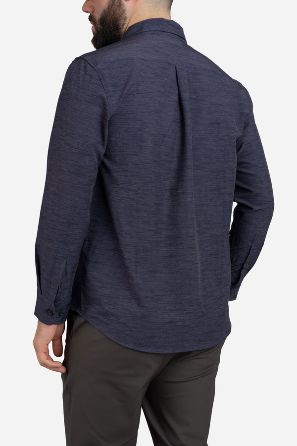 Warp Stretch Button Down Shirt Navy Camo