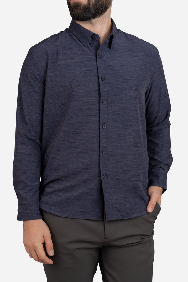 Warp Stretch Button Down Shirt Navy Camo