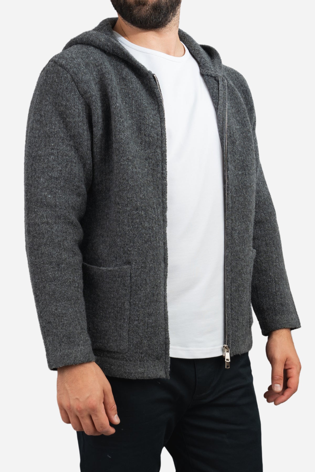 Wool Blend Sweater Hoodie Ash