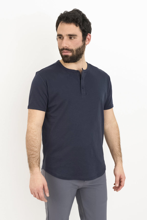Pima Cool Touch Henley T-Shirt Navy