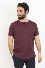 Pima Cool Touch Henley T-Shirt Burgundy