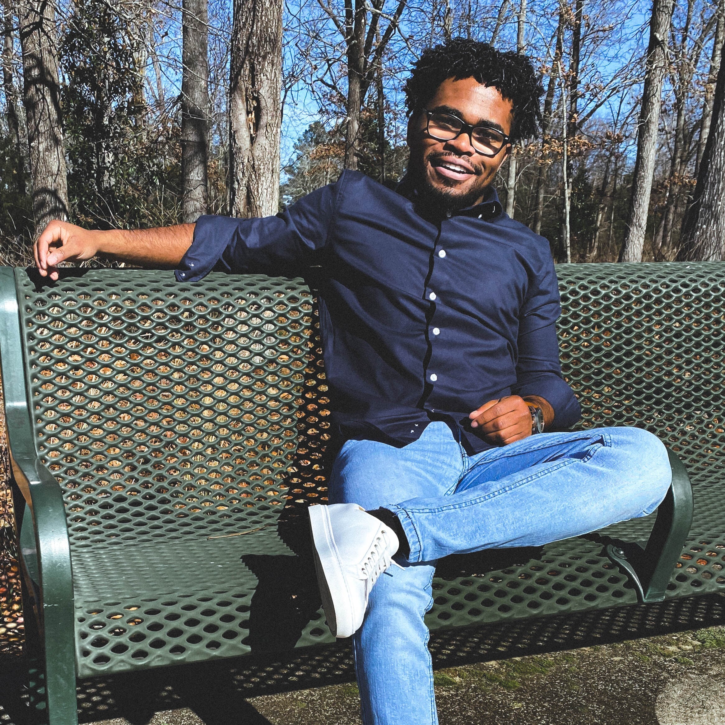 Stretch Oxford Button Down Shirt Navy
