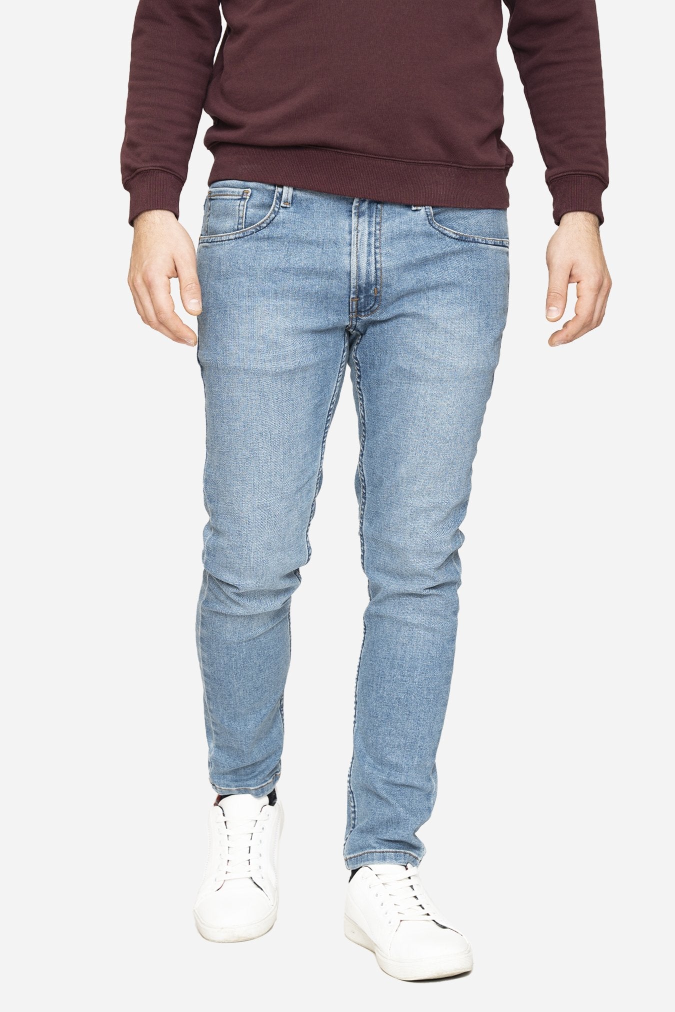 Xavier Light Wash Stretch Jeans | Mens Jeans | Under 5'10